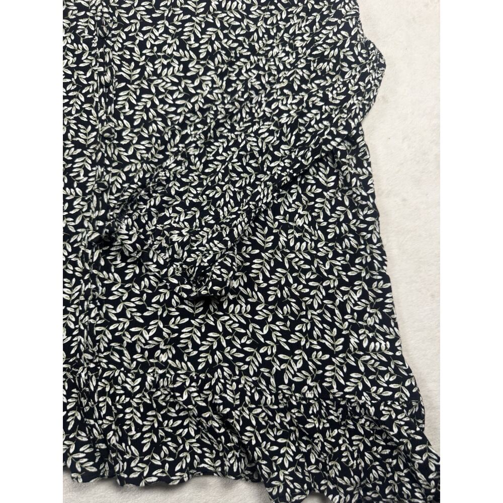 Christopher & Banks Womens L Black White Leaf Print Long Sleeve Ruffle - Picture 7 of 10